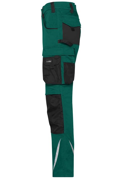Unisex Workwear Pants Slim Line - STRONG - Dark-green/black-Daiber