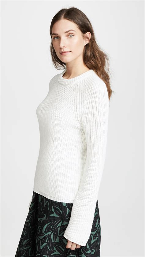 Jenni Kayne Cotton Fisherman Sweater in Ivory/Grey (White) - Lyst