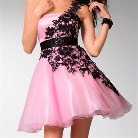 Hot Pink And Black Party Dress