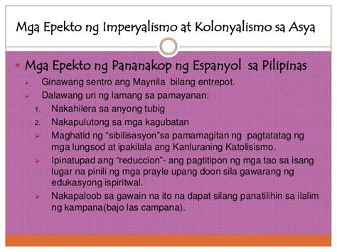 Ang Naging Epekto Ng Kolonyalismo At Imperyalismo Sa Pilipinas Sahida