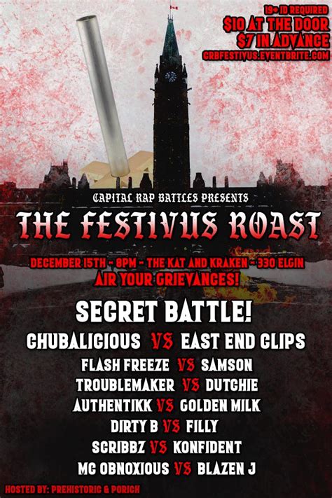 Join this group oh my! Festivus Roast - Capital Rap Battles | Battle Rap Event | VerseTracker