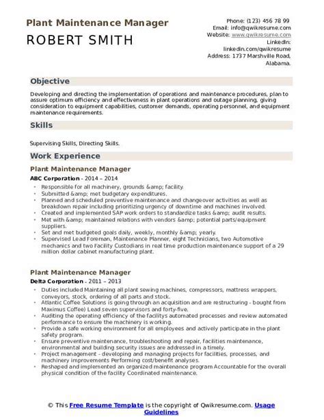 Resume Sample For Maintenance Manager This Maintenance Manager Resume
