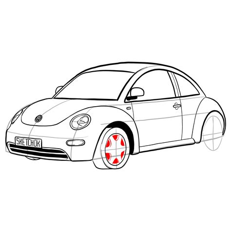 How To Draw Volkswagen New Beetle Sketchok Easy Drawing Guides