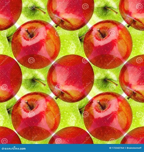 Seamless Pattern Green And Red Apples Abstract Colorful Apple