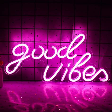 Good Vibes Neon Sign Powered By Usb With Dimmable Switch Led Neon