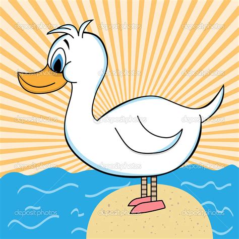 Duck Out Of Water Cartoon Character — Stock Vector
