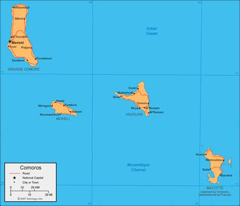 Comoros Islands Map And Satellite Image