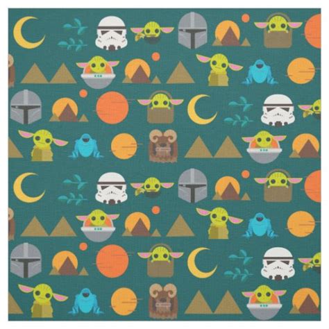 The Mandalorian And The Child Cute Travel Pattern Fabric