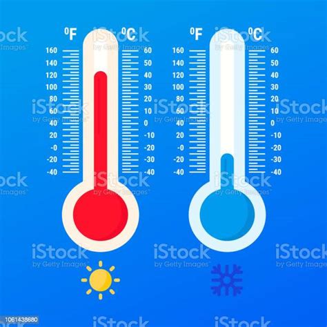Weather Thermometer Warm And Cold Temperatures Stock Illustration