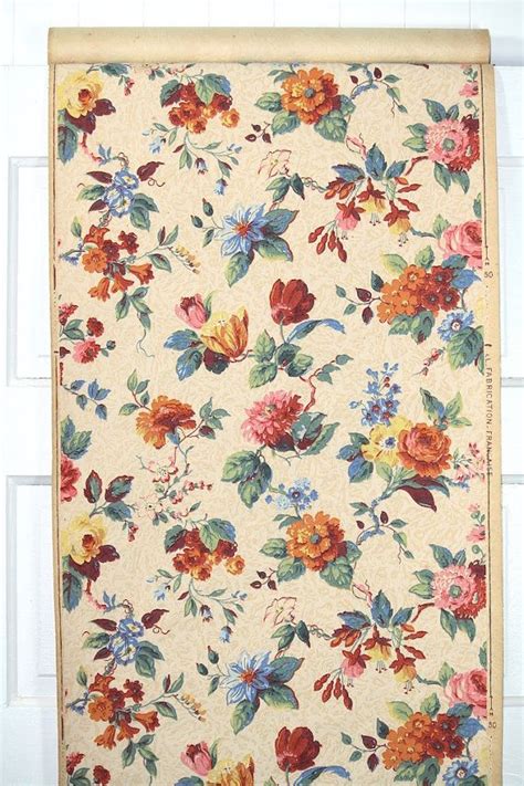 1900s Antique French Wallpaper French Floral Beautiful Roses And
