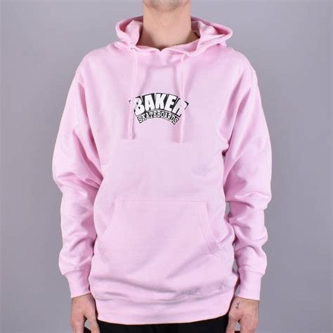 Baker Skateboards Arch Logo Pullover Hoodie Pink Skate Clothing