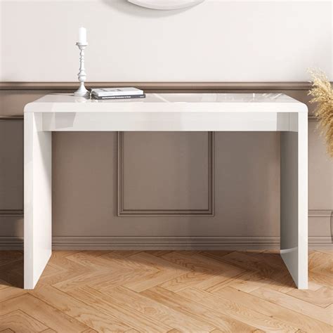 Tiffany Narrow White Console Table In Modern High Gloss Uk