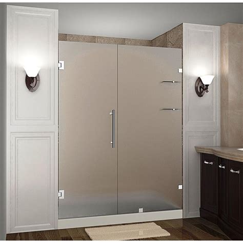 aston nautis gs 58 in x 72 in frameless hinged shower door with frosted glass and glass