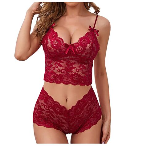 uaang womens sexy lingerie set female lace mesh thin underwear set short hollow outpanties