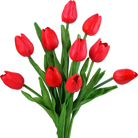 fiveseasonstuff 10 stems of real touch tulip artificial flowers bouquet perfect for wedding