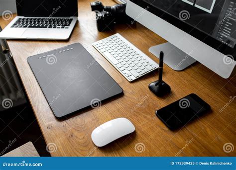 Creative Professional Designer S Desk From Above Designer Workspace