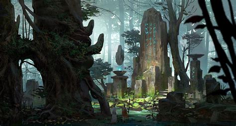 Ruins In Forest Lee B Fantasy Art Landscapes Fantasy Landscape