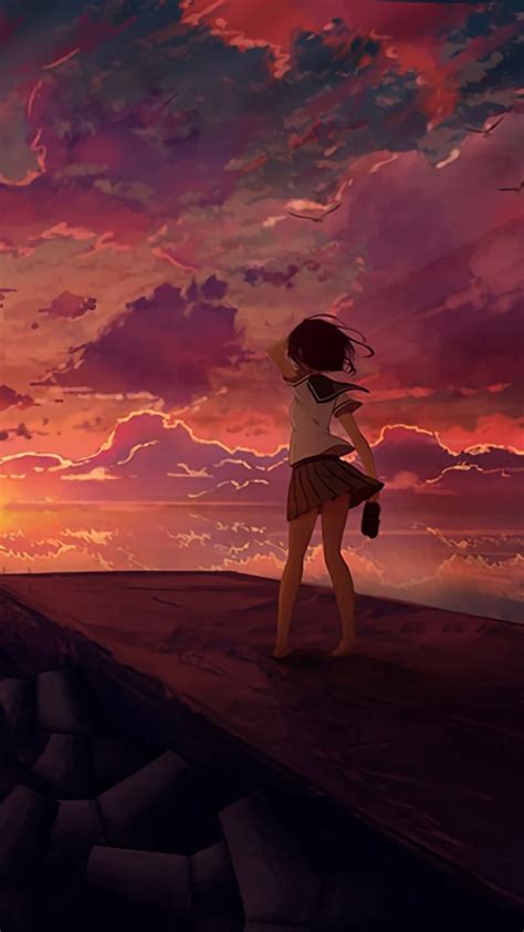 2160x3840 resolution anime girl looking at sky sony xperia x xz z5 premium wallpaper