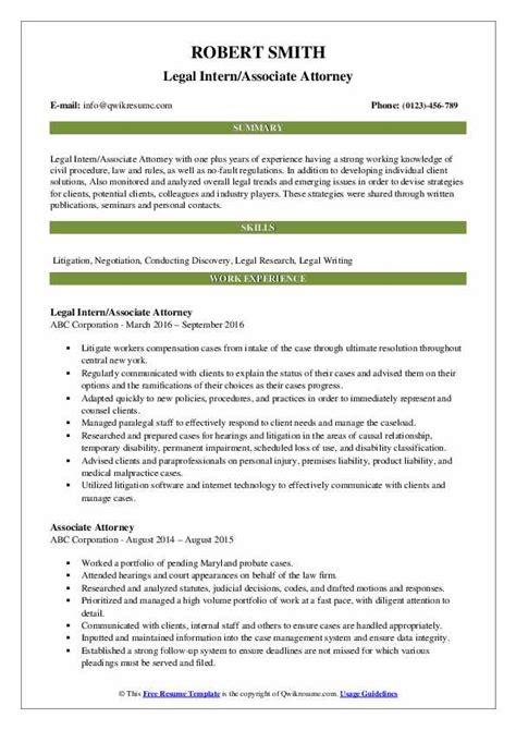 Write your internship resume fast, with most intern resumes are flunking out. Associate Attorney Resume Samples | QwikResume