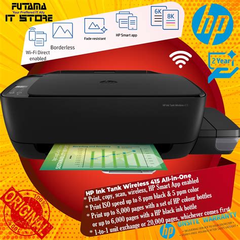 Hp Ink Tank Wireless 415 All In One Printer Print Scan Copy