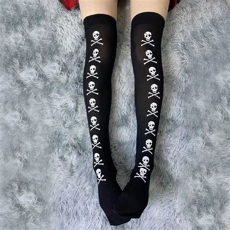 Skull Gothic Dark Long Sexy Stockings Harajuku Emo Alternative Lolita