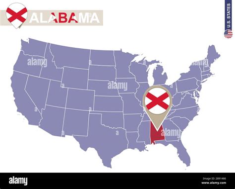 Alabama State On Usa Map Alabama Flag And Map Us States Stock Vector