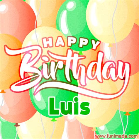 Happy Birthday Image For Luis Colorful Birthday Balloons  Animation
