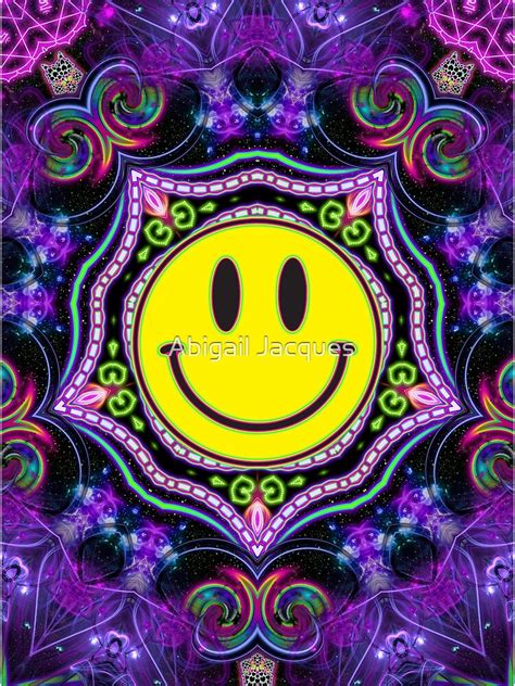 Trippy Psychedelic Acid Face Smiley Face Lsd Fractal Art Poster By