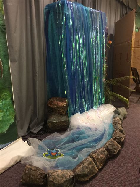 Side View Of Stage Waterfall Feature Glittered Colored Tulle Made For