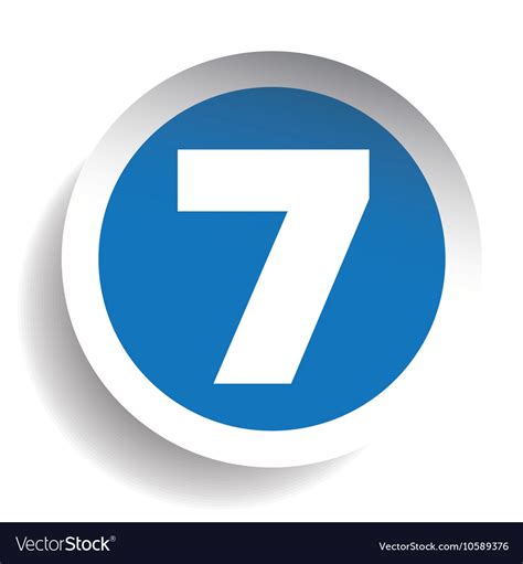 Number Seven Sticker Blue Royalty Free Vector Image