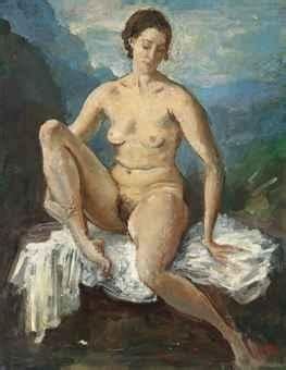 Augustus Edwin John Seated Nude On A White Cloth MutualArt