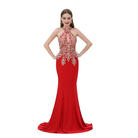 Red Prom Dresses Mermaid Evening Dress Beaded Formal Dress Party Gowns