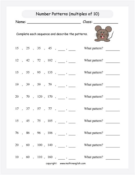 Number Patterns Worksheets 3rd Grade Pdf Amy Fleishmans Math Problems
