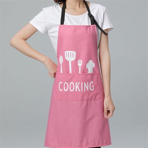 Pvc Waterproof Kitchen Adjustable Apron For Women Men Cuisine Chef Pink