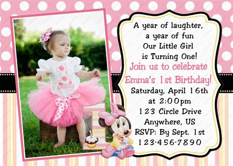 Minnie Mouse 1st Birthday Invitations Templates 1st Birthday Ideas
