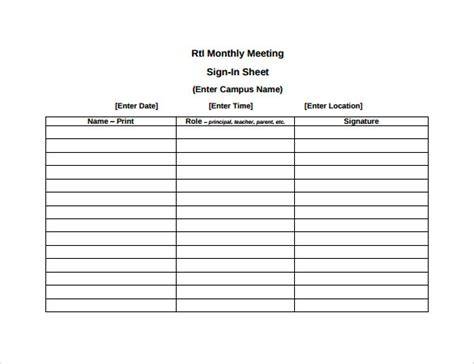 Free 14 Sample Meeting Sign In Sheet Templates In Pdf Ms Word