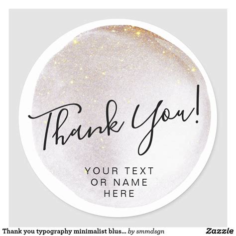 Thank You Typography Minimalist Blush Pink Classic Round Sticker