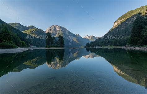 Lake Predil In The Early Morning One Of The Most Beautiful Lakes In