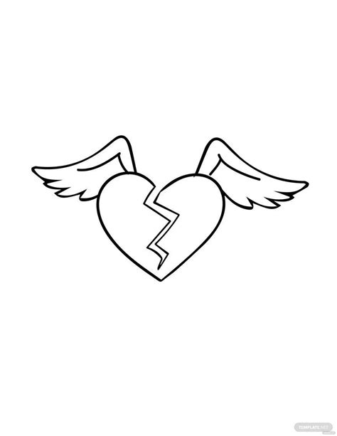 Broken Heart With Wings Drawing In Pdf Illustrator  Eps Svg Png Download