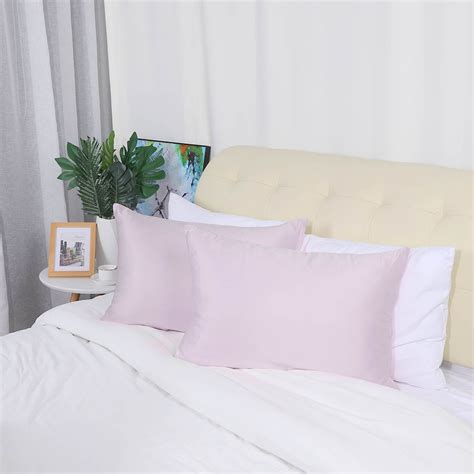 2 Pack Standard Silky Satin Pillowcases Zippered Pillow Cases Covers