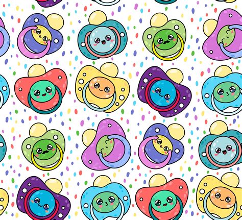 Premium Vector Childrens Pacifiers Seamless Pattern With Cute Kawaii