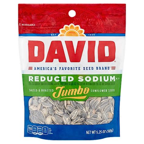 David Reduced Sodium Salted And Roasted Sunflower Seeds Jumbo 525 Oz