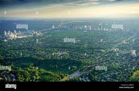 Elevated View Of Residential Suburbs And Urban Areas Toronto Ontario