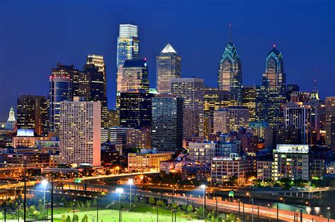 Philadelphia Skyline At Night Photograph By Jon Holiday