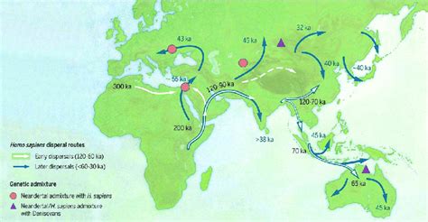 Early And Later Modern Human Dispersal Routes During Late Pleistocene