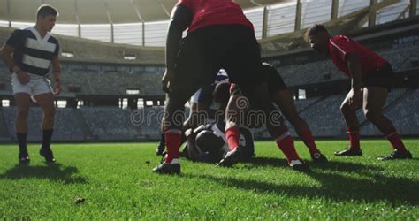 Male Rugby Player Standing With Arms Crossed In Stadium 4k Stock Video