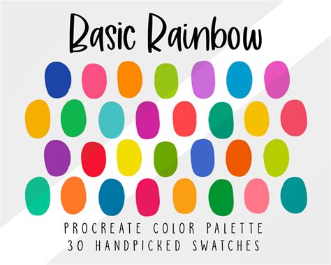 Basic Rainbow Color Palette Color Swatches Hex Codes Etsy