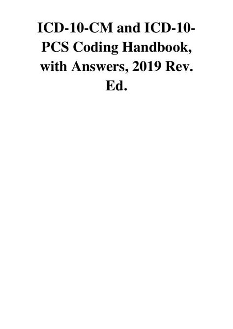 Icd 10 Cm And Icd 10 Pcs Coding Handbook With Answers 2019 Rev Ed