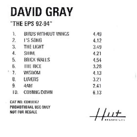 David Gray The Eps 92 94 Uk Promo Cd R Acetate 188356