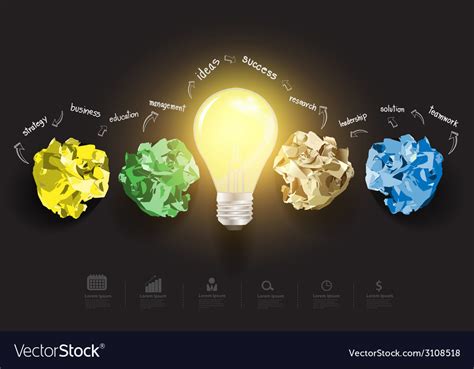 Creative Light Bulb With Crumpled Paper Royalty Free Vector
